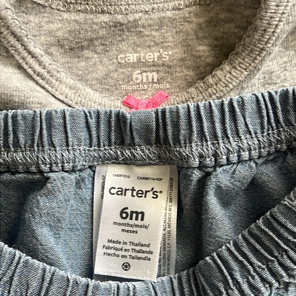 ♻️ 5/$25 ♻️ Carter’s 6 month, dinosaur 2 pc baby set summer denim shorts - Picture 2 of 5